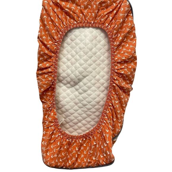 Bacati 100% Cotton Fox Arrows Orange Gray Diaper Changing Table Elastic Cover - Picture 3 of 4